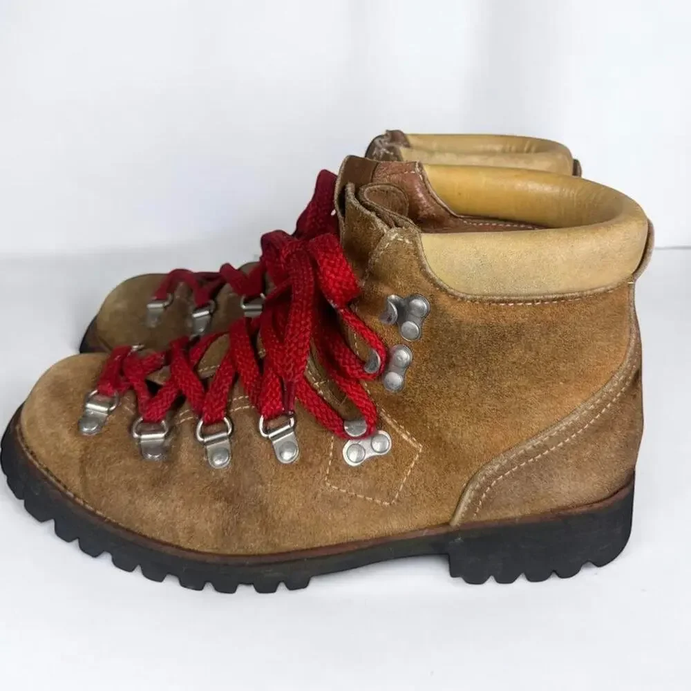 Men’s Size 8 Vintage Made In USA Brown Suede Frye Style Vibram Hiking Ankle Boot